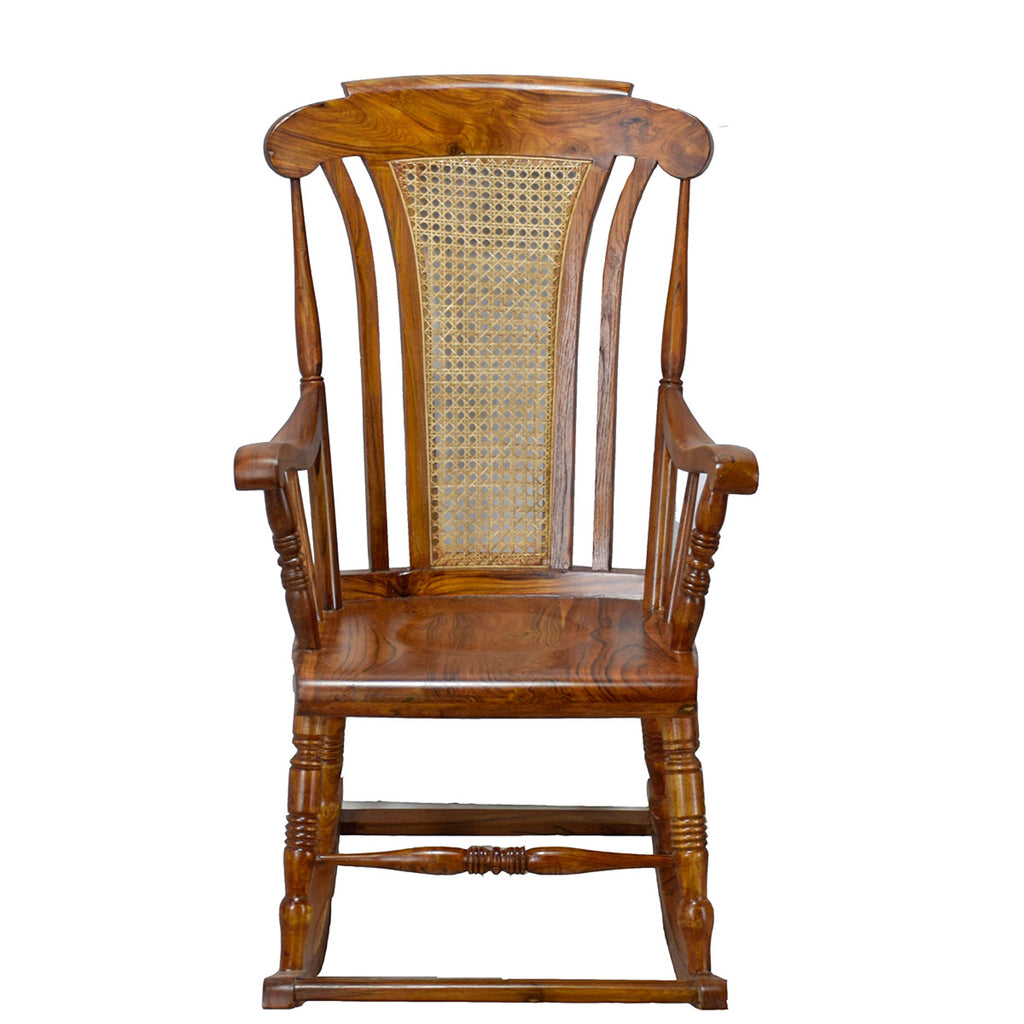 TimberTaste Teak Wood Solid And Smart ROCK CANE Chair Natural Teak Finish.