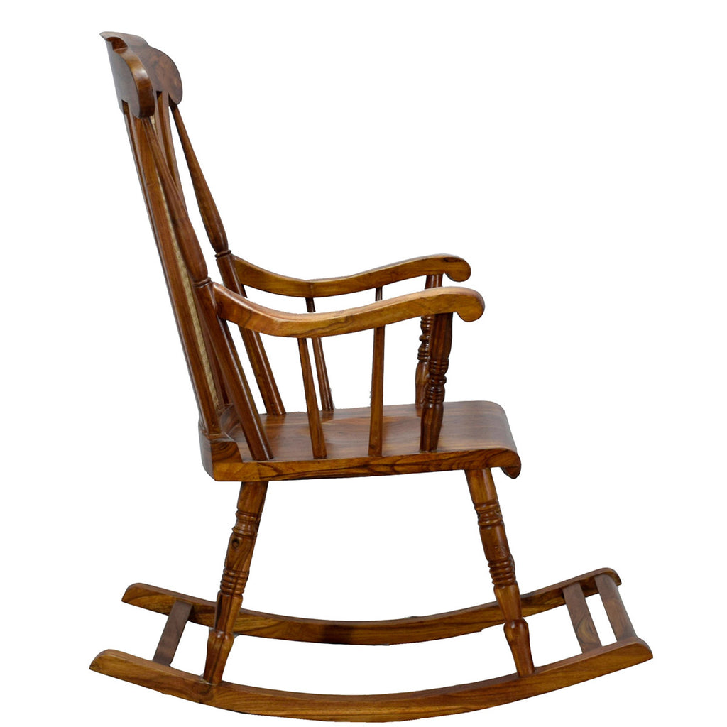 TimberTaste Teak Wood Solid And Smart ROCK CANE Chair Natural Teak Finish.
