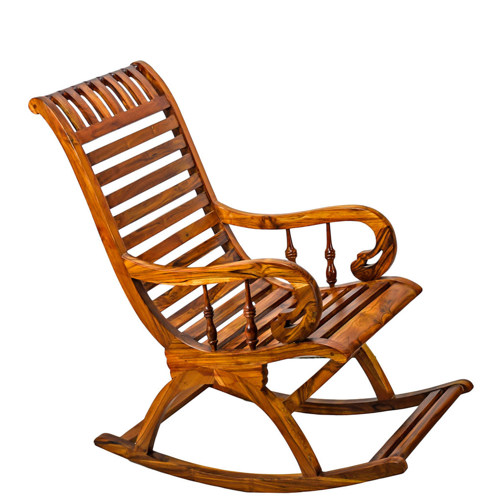 TimberTaste Teak Wood Smart ROCK STP Rocking Chair Natural Teak Finished.