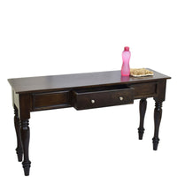 TimberTaste Sheesham Wood ROYAL Console Hall Writing Table Dark Walnut Finish.