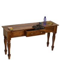 TimberTaste Sheesham Wood ROYAL Console Hall Writing Table Natural Teak Finish.