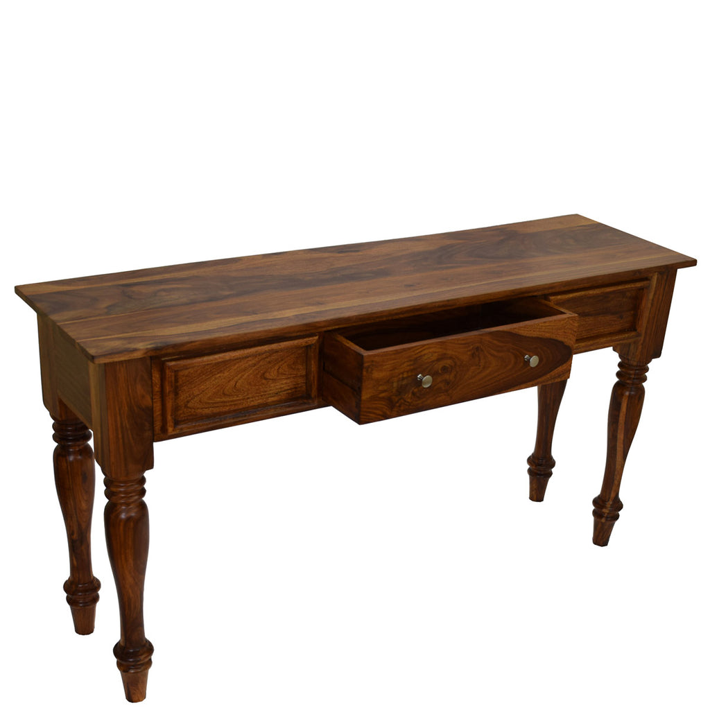 TimberTaste Sheesham Wood ROYAL Console Hall Writing Table Natural Teak Finish.