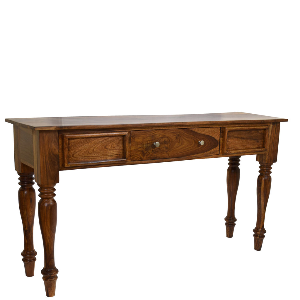 TimberTaste Sheesham Wood ROYAL Console Hall Writing Table Natural Teak Finish.