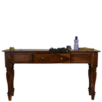 TimberTaste Sheesham Wood ROYAL Console Hall Writing Table Natural Teak Finish.