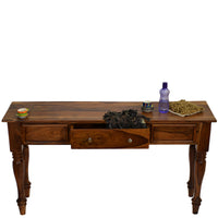 TimberTaste Sheesham Wood ROYAL Console Hall Writing Table Natural Teak Finish.