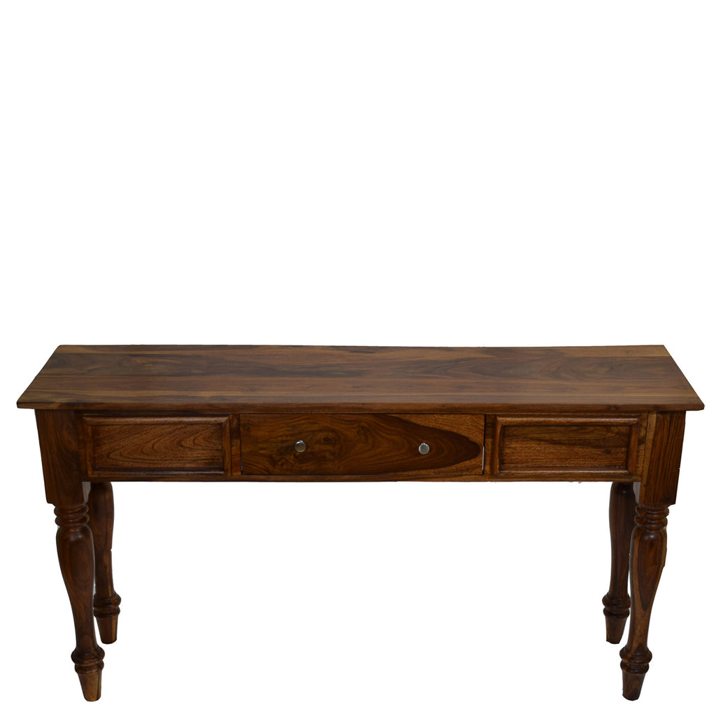 TimberTaste Sheesham Wood ROYAL Console Hall Writing Table Natural Teak Finish.