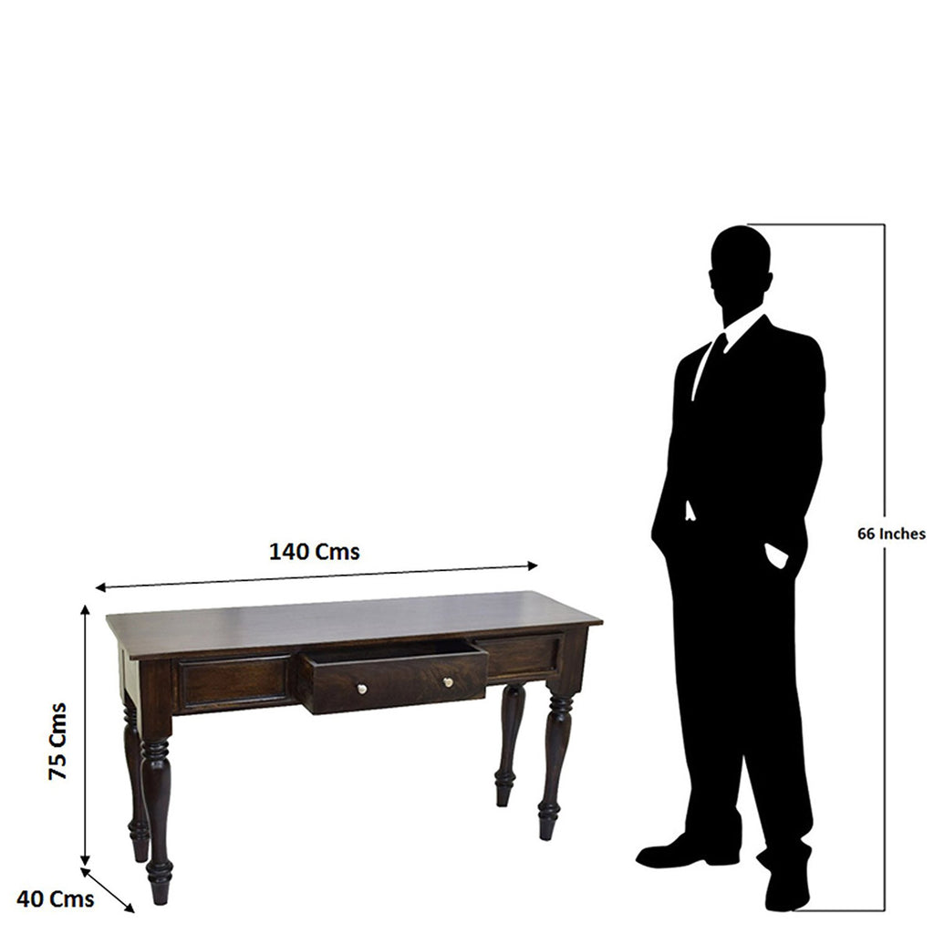 TimberTaste Sheesham Wood ROYAL Console Hall Writing Table Natural Teak Finish.