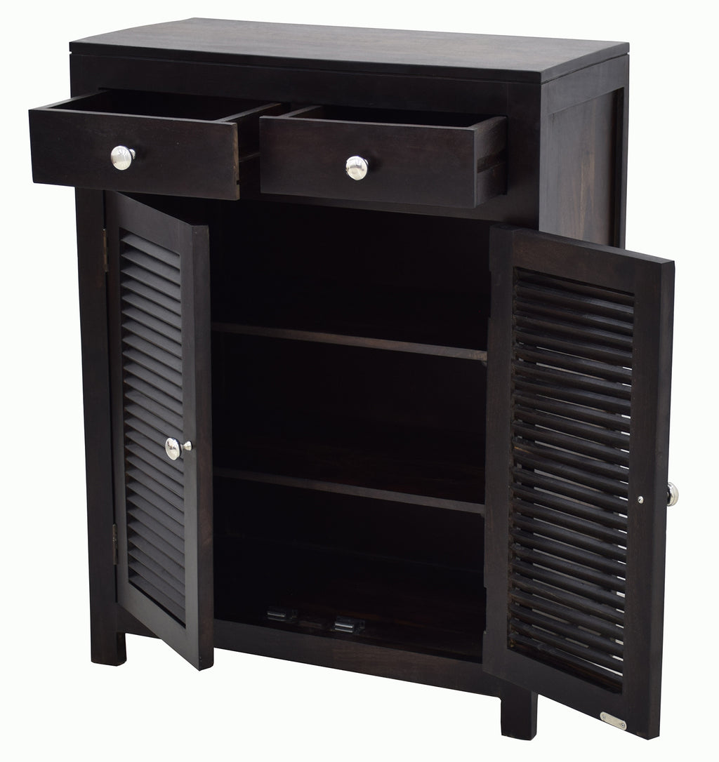 Timbertaste Sheesham Solid Wood SAINA Dark Walnut Finish Shoe Rack Shoe Cabinet Shoe Storage, sheesham wood cabinet, storage stand, wooden side board, fish tank stand, book shelf, Teak Finish, walnut finish