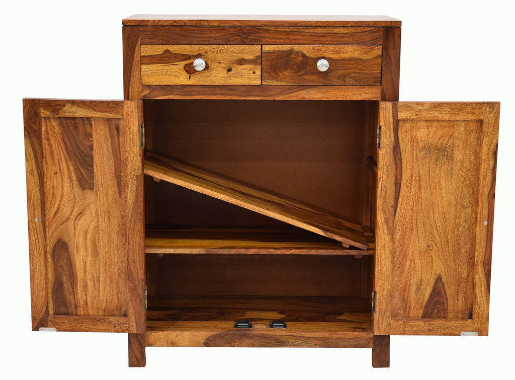 Timbertaste Sheesham Solid Wood SARA Dark Walnut Finish Shoe Rack Shoe Cabinet Shoe Storage sheesham wood cabinet, storage stand, wooden side board, fish tank stand, book shelf, Teak Finish, walnut finish
