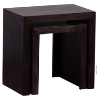 TimberTaste Sheesham Wood Large & Medium SATIN Side Table (Set of 2) Dark Walnut Finish