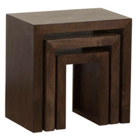 TimberTaste Sheesham Wood SATIN Nest of Table (Set of 3) Dark Walnut Finish