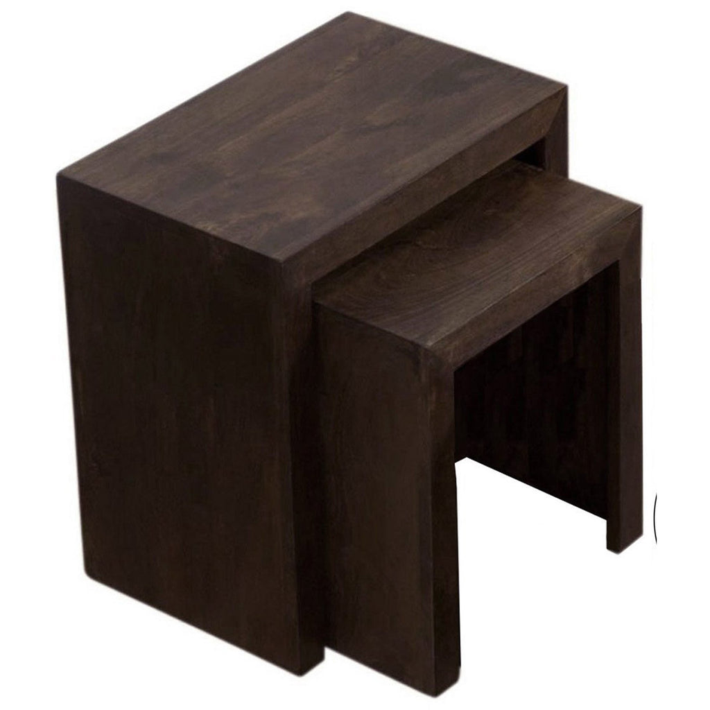 TimberTaste Sheesham Wood Medium & Small SATIN Side Table (Set of 2) Dark Walnut Finish