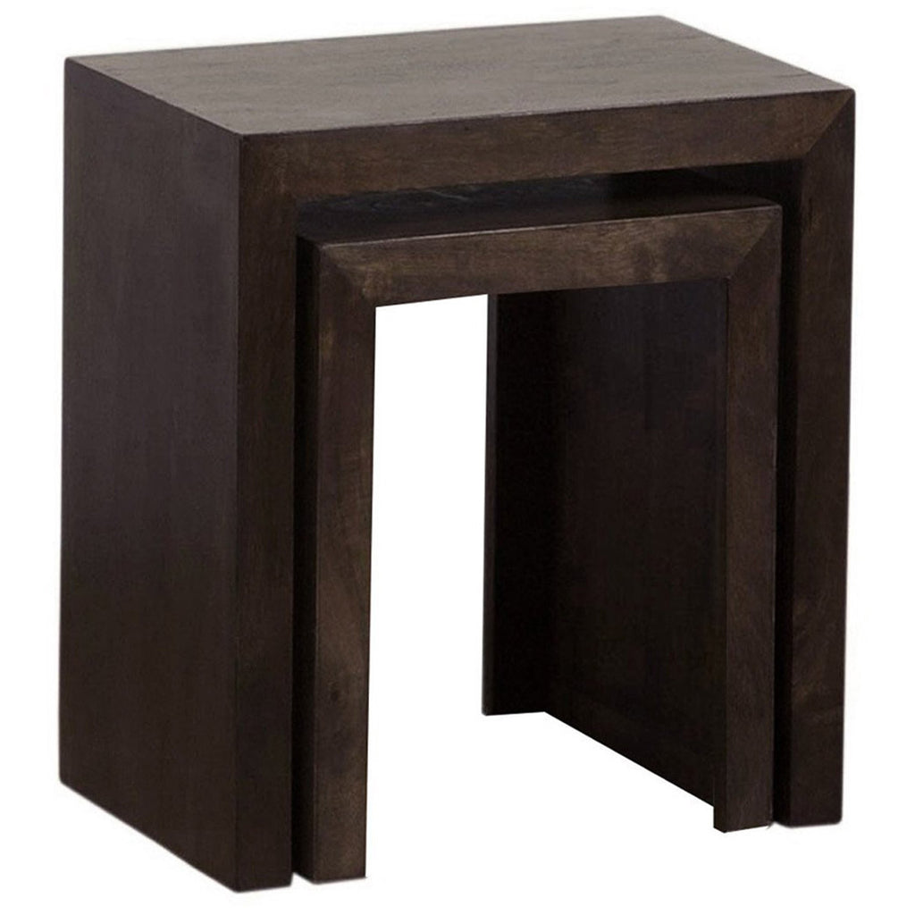 TimberTaste Sheesham Wood Medium & Small SATIN Side Table (Set of 2) Dark Walnut Finish