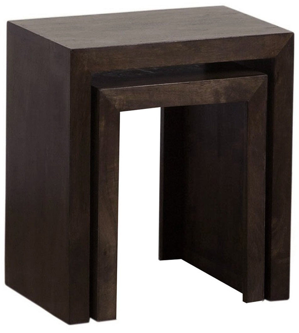 TimberTaste Sheesham Wood Medium & Small SATIN Side Table (Set of 2) Walnut Finish
