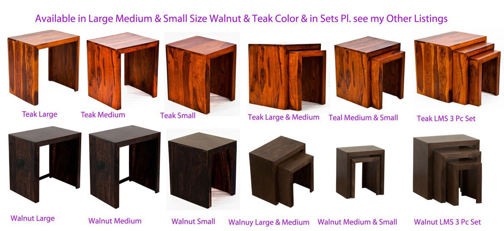 TimberTaste Sheesham Wood SATIN Nest of Table (Set of 3) Teak Finish