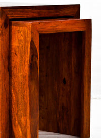 TimberTaste  Sheesham Wood Large & Medium SATIN Side Table (Set of 2)  Natural Teak Finish