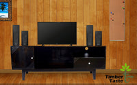 TimberTaste Solid Wood SHABY 1.45 Meter 1 Door 1 Draw TV Unit Cabinet (Dark Walnut)