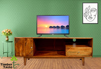 TimberTaste Solid Wood SHABY 1.45 Meter 1 Door 1 Draw TV Unit Cabinet (Teak Finish).