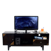 TimberTaste Solid Wood SHABY 1.45 Meter 1 Door 1 Draw TV Unit Cabinet Entertainment Stand (Two Tone Finish).