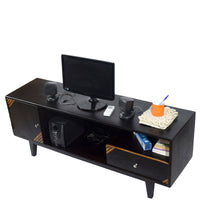 TimberTaste Solid Wood SHABY 1.45 Meter 1 Door 1 Draw TV Unit Cabinet Entertainment Stand (Two Tone Finish).