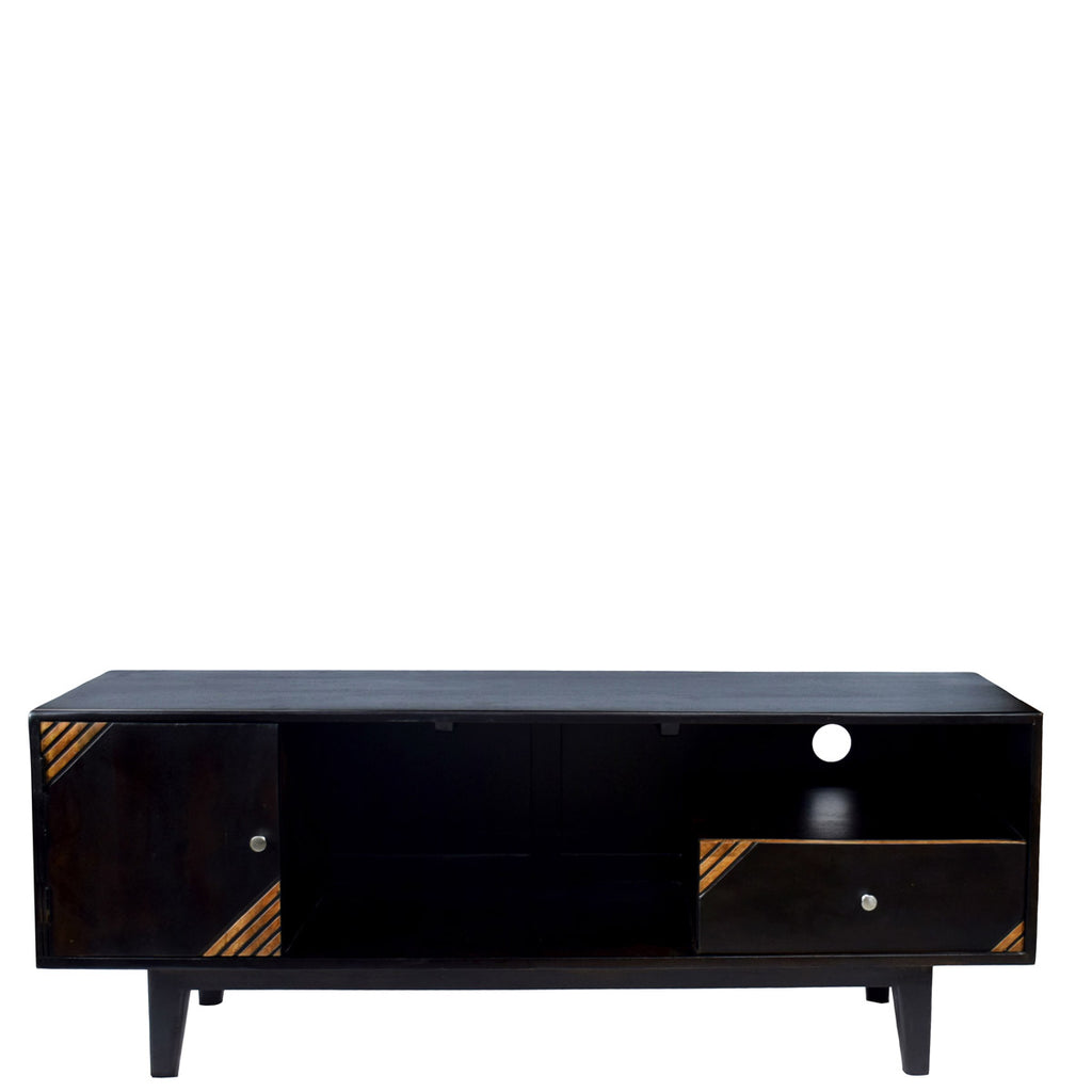 TimberTaste Solid Wood SHABY 1.45 Meter 1 Door 1 Draw TV Unit Cabinet Entertainment Stand (Two Tone Finish).