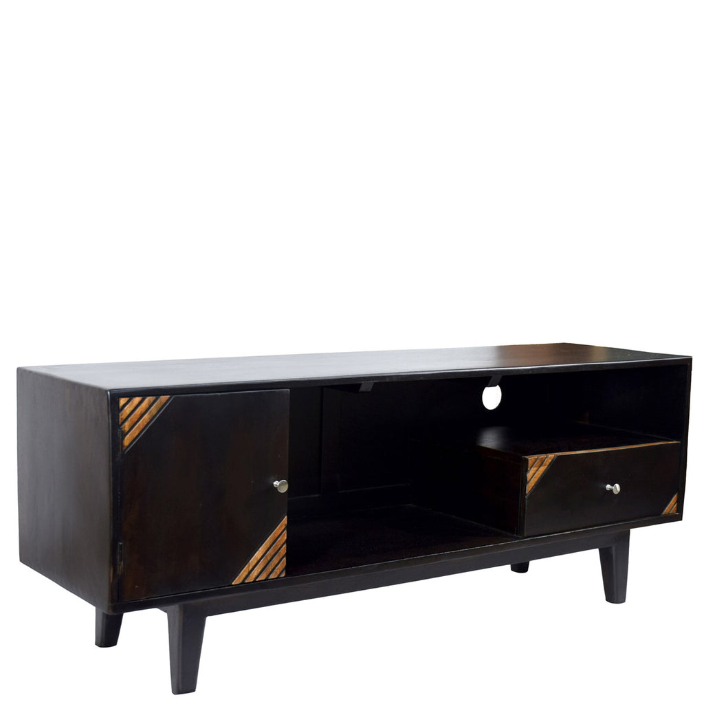 TimberTaste Solid Wood SHABY 1.45 Meter 1 Door 1 Draw TV Unit Cabinet Entertainment Stand (Two Tone Finish).