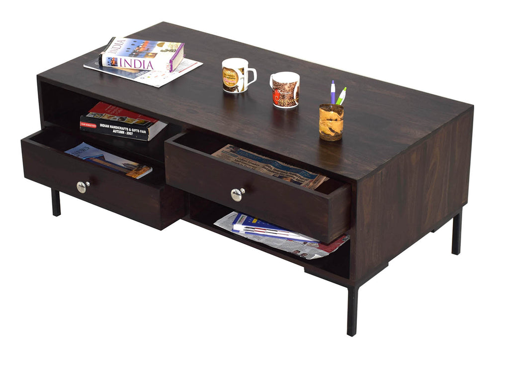 TimberTaste Sheesham Wood SHALANI Dark Walnut Finish Coffee Centre Table Teapoy, solid wood, fish tank stand, wooden table, multi-purpose cabinet