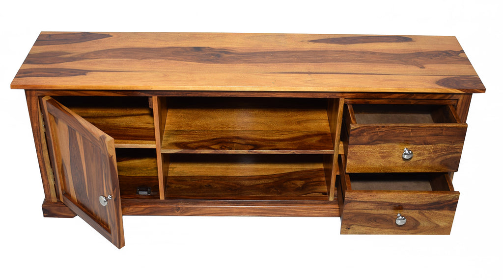 Timbertaste Sheesham Solid Wood SHENOY TV Unit Cabinet Entertainment Stand, solid wood, fish tank stand, wooden table, multi-purpose cabinet