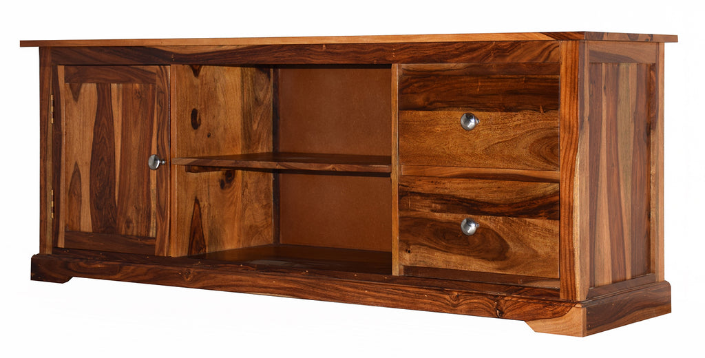 Timbertaste Sheesham Solid Wood SHENOY TV Unit Cabinet Entertainment Stand, solid wood, fish tank stand, wooden table, multi-purpose cabinet
