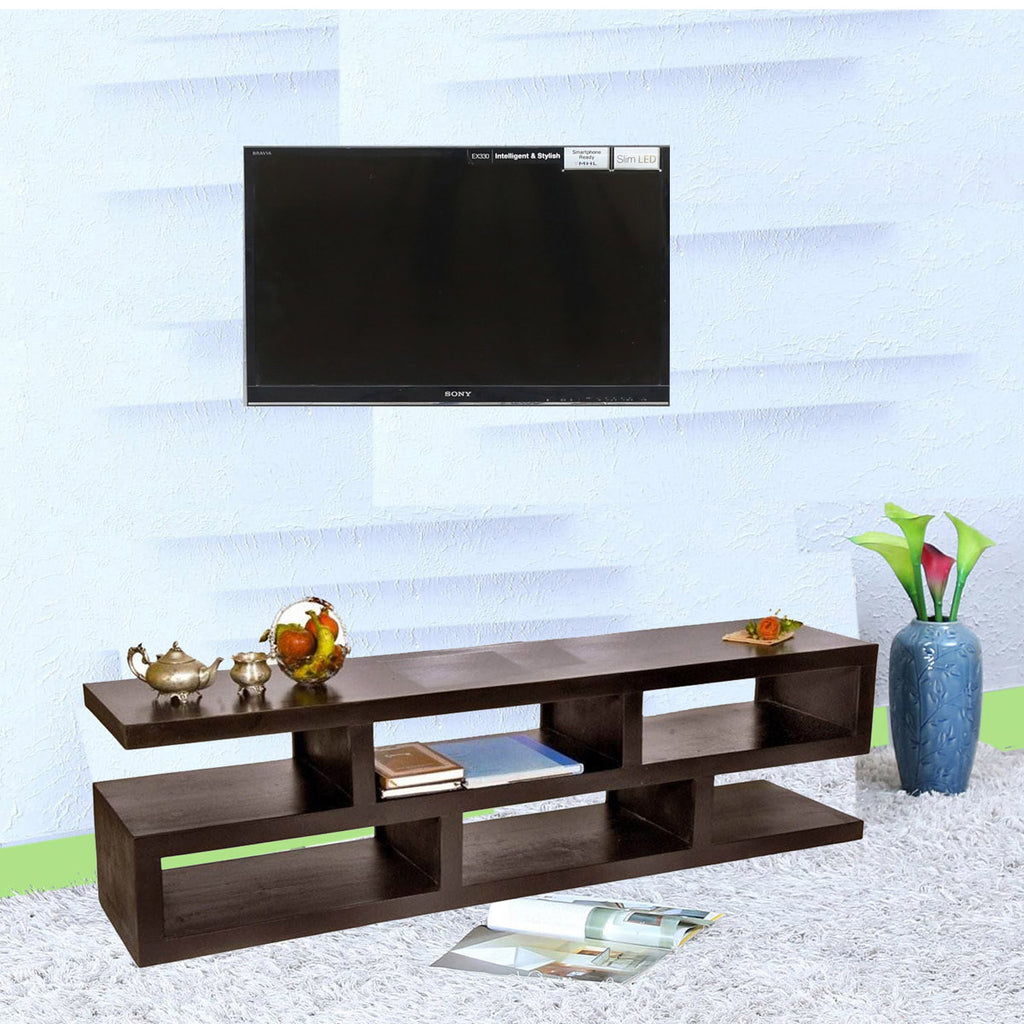 TimberTaste Sheesham Wood SLINE TV Cabinet Dark Walnut finish.