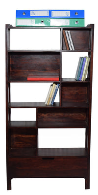Timbertaste Sheesham Solid Wood SOHANA Dark Walnut Finish Bookcase Book Shelf Book Storage, Book Shelf