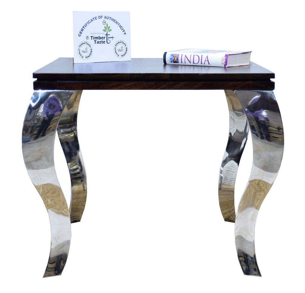 Timbertaste Sheesham Solid Wood SSLEG Dark Walnut Finish End Side Table