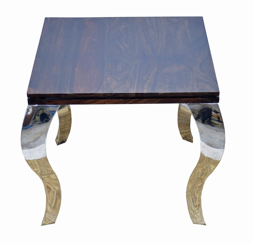 TimberTaste SSLEG Solid Wood Side Table in Natural Teek And Dark Walnut Finish, corner table, end table, Printer table, accent table, solid wood table, telephone table, fish tank stand, wooden table, sofa table, bedside table,Teek Finish.