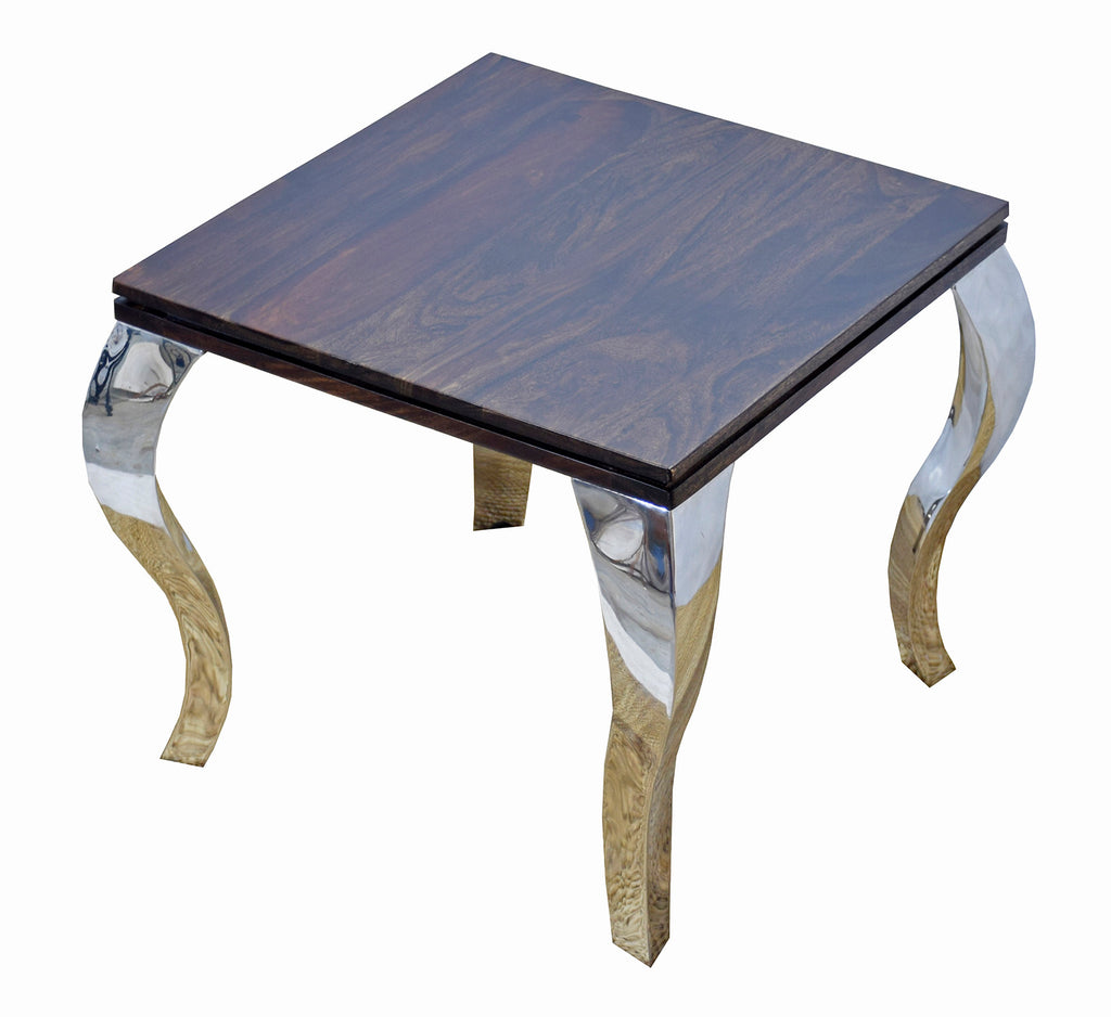 TimberTaste SSLEG Solid Wood Side Table in Natural Teek And Dark Walnut Finish, corner table, end table, Printer table, accent table, solid wood table, telephone table, fish tank stand, wooden table, sofa table, bedside table,Teek Finish.