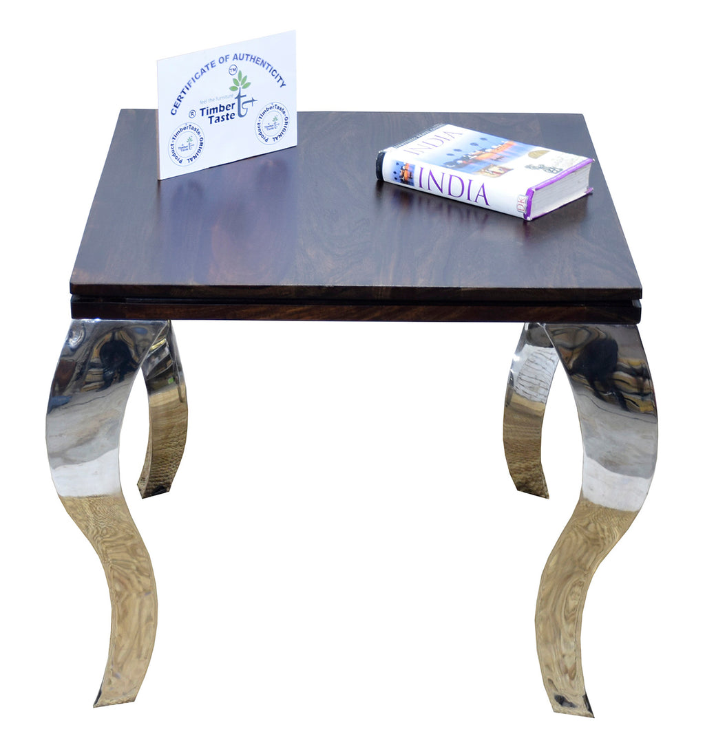 TimberTaste SSLEG Solid Wood Side Table in Natural Teek And Dark Walnut Finish, corner table, end table, Printer table, accent table, solid wood table, telephone table, fish tank stand, wooden table, sofa table, bedside table,Teek Finish.
