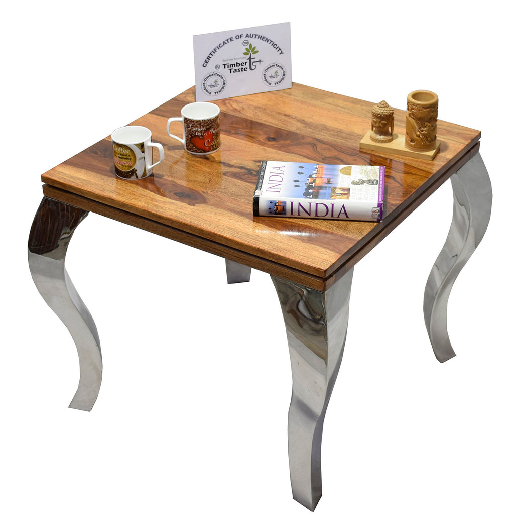 TimberTaste SSLEG Solid Wood Side Table in Natural Teek And Dark Walnut Finish, corner table, end table, Printer table, accent table, solid wood table, telephone table, fish tank stand, wooden table, sofa table, bedside table,Teek Finish.
