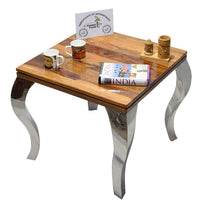 TimberTaste SSLEG Solid Wood Side Table in Natural Teek And Dark Walnut Finish, corner table, end table, Printer table, accent table, solid wood table, telephone table, fish tank stand, wooden table, sofa table, bedside table,Teek Finish.