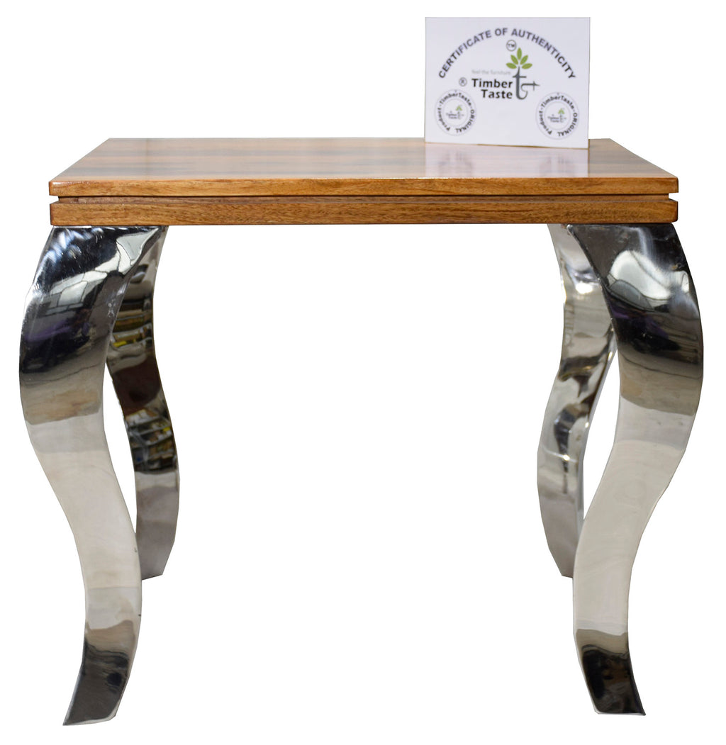 TimberTaste SSLEG Solid Wood Side Table in Natural Teek And Dark Walnut Finish, corner table, end table, Printer table, accent table, solid wood table, telephone table, fish tank stand, wooden table, sofa table, bedside table,Teek Finish.