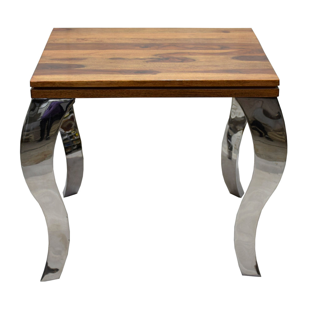 TimberTaste SSLEG Solid Wood Side Table in Natural Teek And Dark Walnut Finish, corner table, end table, Printer table, accent table, solid wood table, telephone table, fish tank stand, wooden table, sofa table, bedside table,Teek Finish.