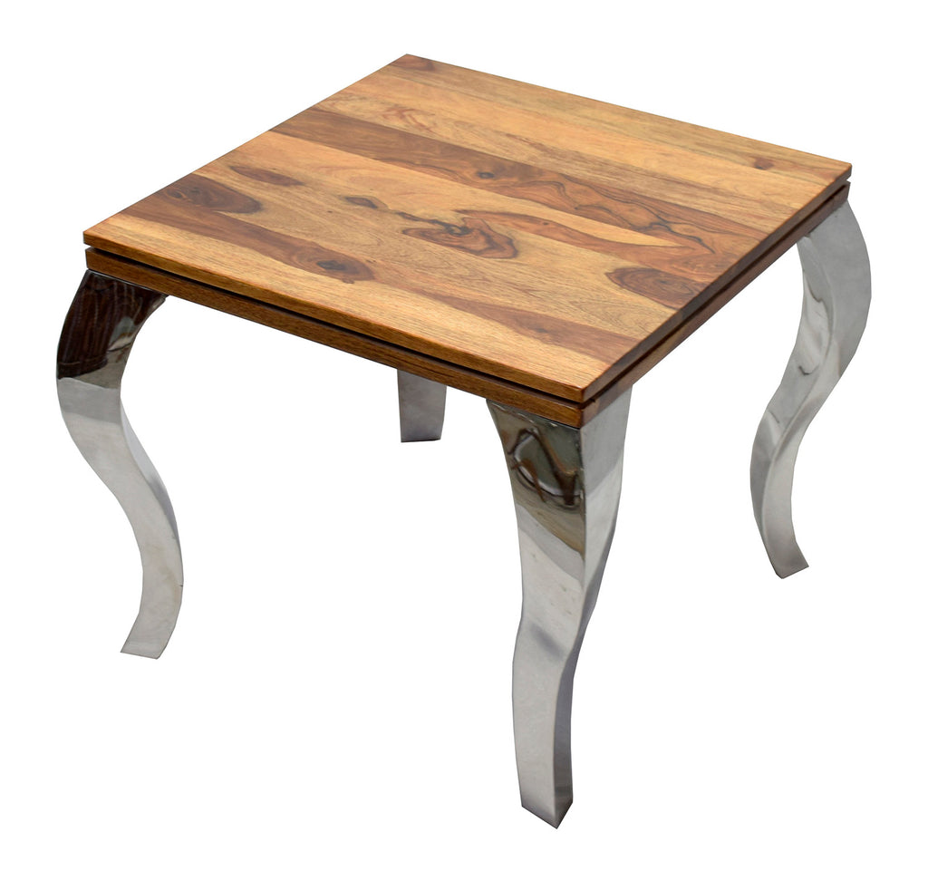 TimberTaste SSLEG Solid Wood Side Table in Natural Teek And Dark Walnut Finish, corner table, end table, Printer table, accent table, solid wood table, telephone table, fish tank stand, wooden table, sofa table, bedside table,Teek Finish.