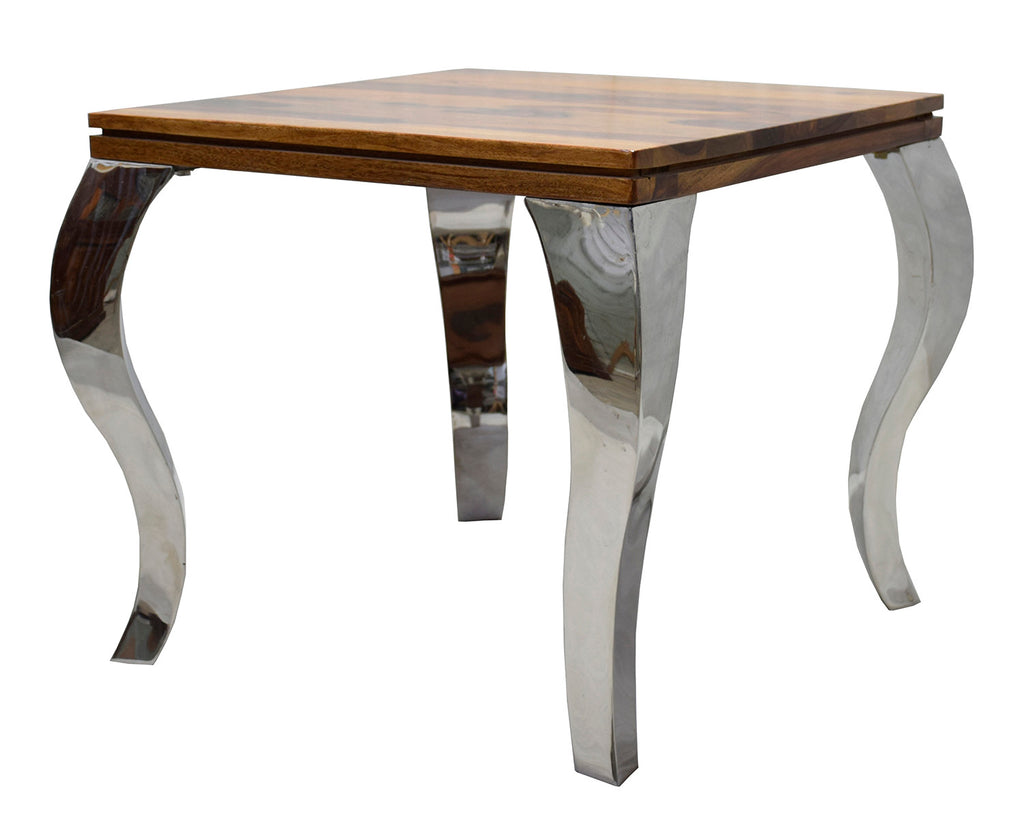 TimberTaste SSLEG Solid Wood Side Table in Natural Teek And Dark Walnut Finish, corner table, end table, Printer table, accent table, solid wood table, telephone table, fish tank stand, wooden table, sofa table, bedside table,Teek Finish.