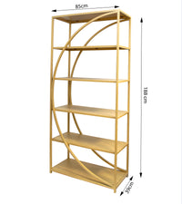 Timbertaste Metal  Ardha Bookshelf Brass Finish With 6 Shelf Home Decor