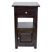 TimberTaste Sheesham Wood 1 Draw 1 Door TANYA Side End Corner Accent Table Dark Walnut Finish