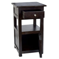 TimberTaste Sheesham Wood 1 Draw 1 Door TANYA Side End Corner Accent Table Dark Walnut Finish