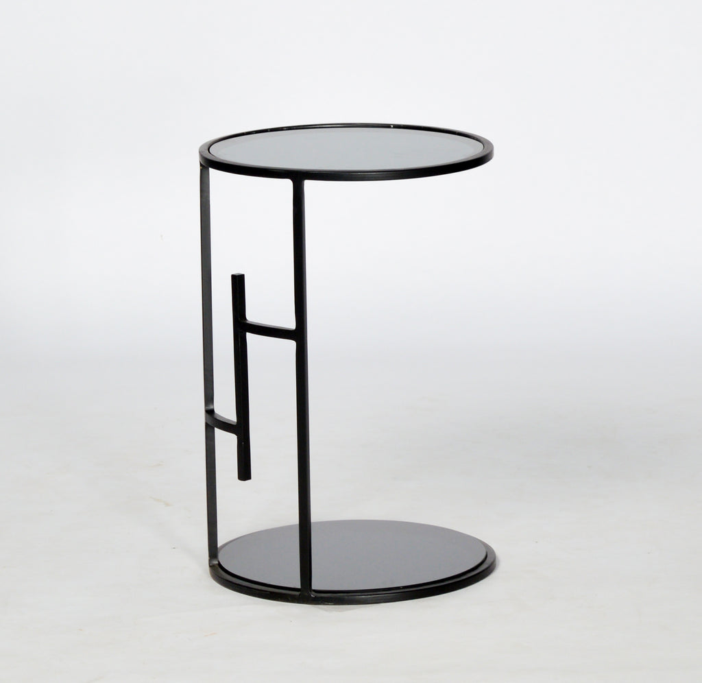 TimberTaste Marshal Side Table with Metal Frame Black Finish