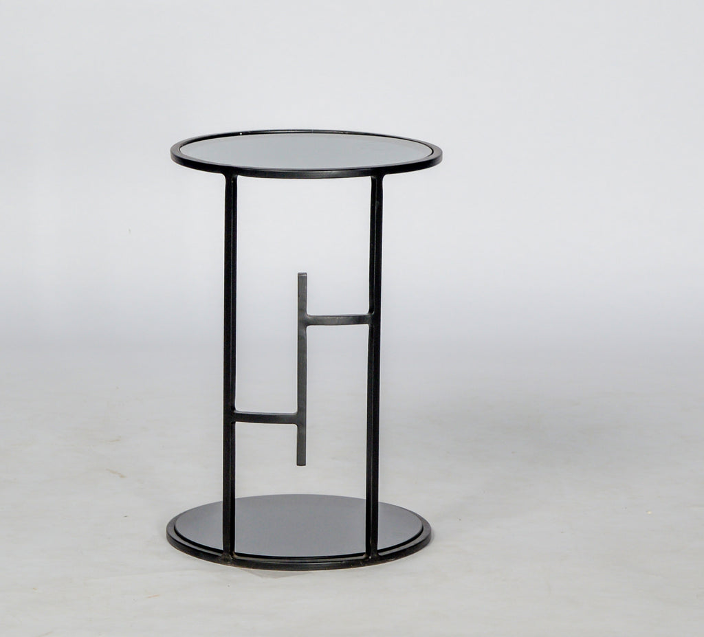 TimberTaste Marshal Side Table with Metal Frame Black Finish