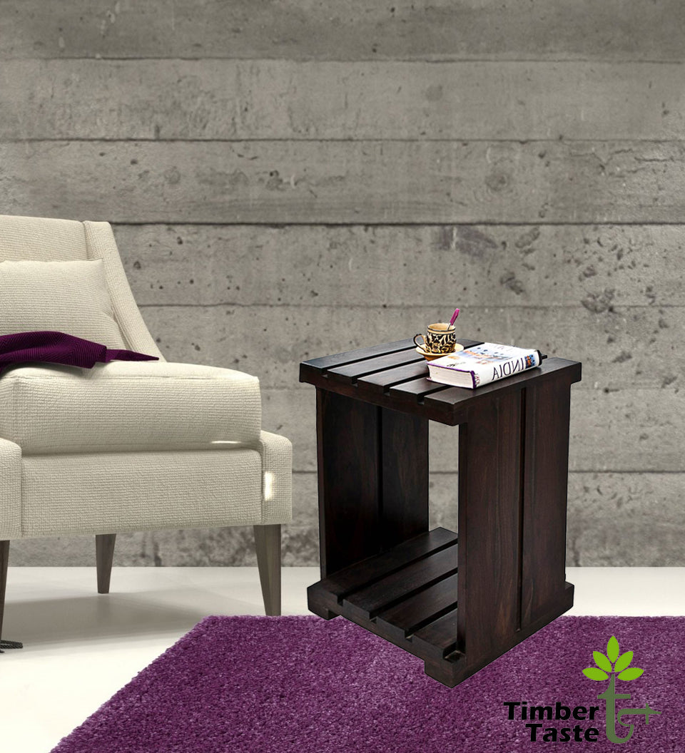 TimberTaste Sheesham Wood ULTRA Side Table Dark Walnut finish