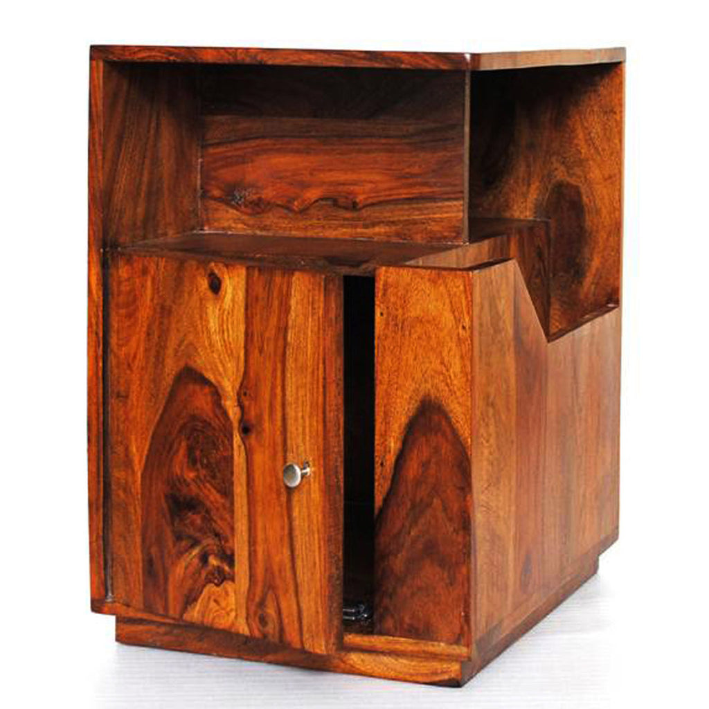 TimberTaste Sheesham Wood ASTRO Side Table Megazine Stand  Natural Teak Finish