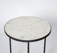 TimberTaste Casara Side Table with White Marble in Black Finish