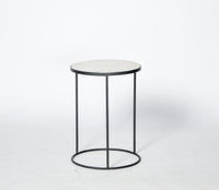 TimberTaste Casara Side Table with White Marble in Black Finish